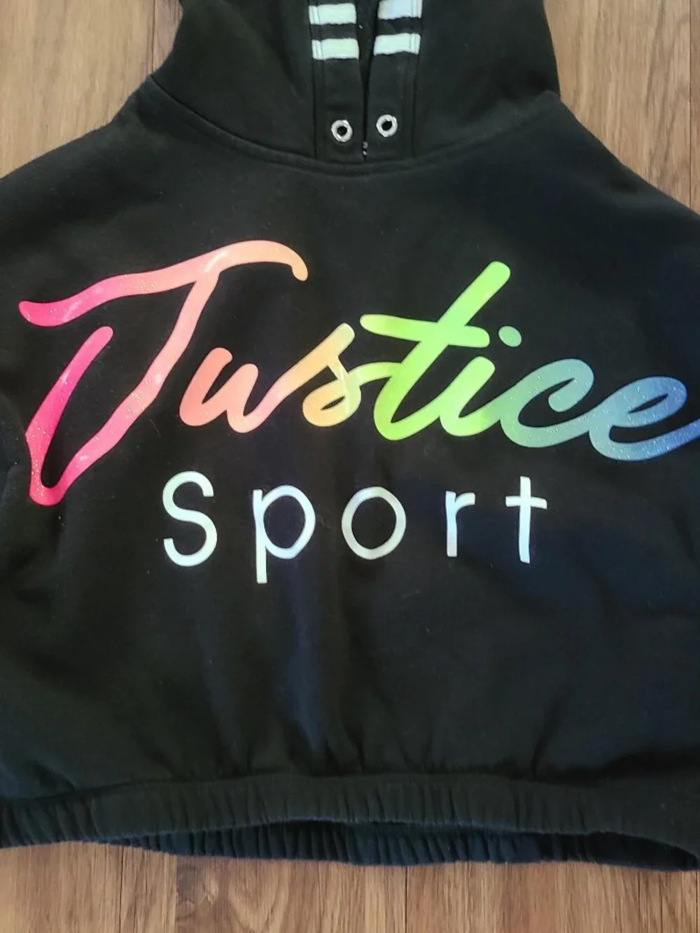 Justice Crop Hooded Jacket + Champion Short Sleeves Tee Girls Size M